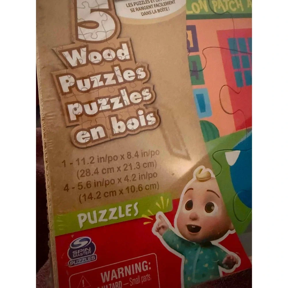 Cocomelon 5 Wood Puzzles Set in Storage Tray Spin Master JJ Today is the Day 3+
